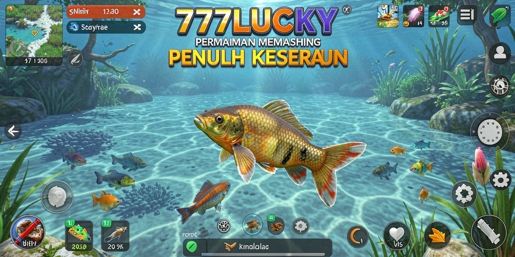 Screenshot gameplay <strong>777LUCKY</strong> dengan pemandangan memancing yang menakjubkan.