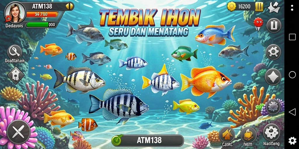 Tampilan gameplay seru dari ATM138 dalam menembak ikan.