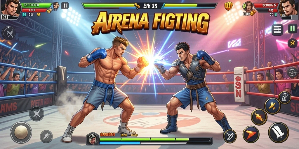 Screenshot gameplay CERITOTO menunjukkan pertarungan seru dan karakter dinamis.
