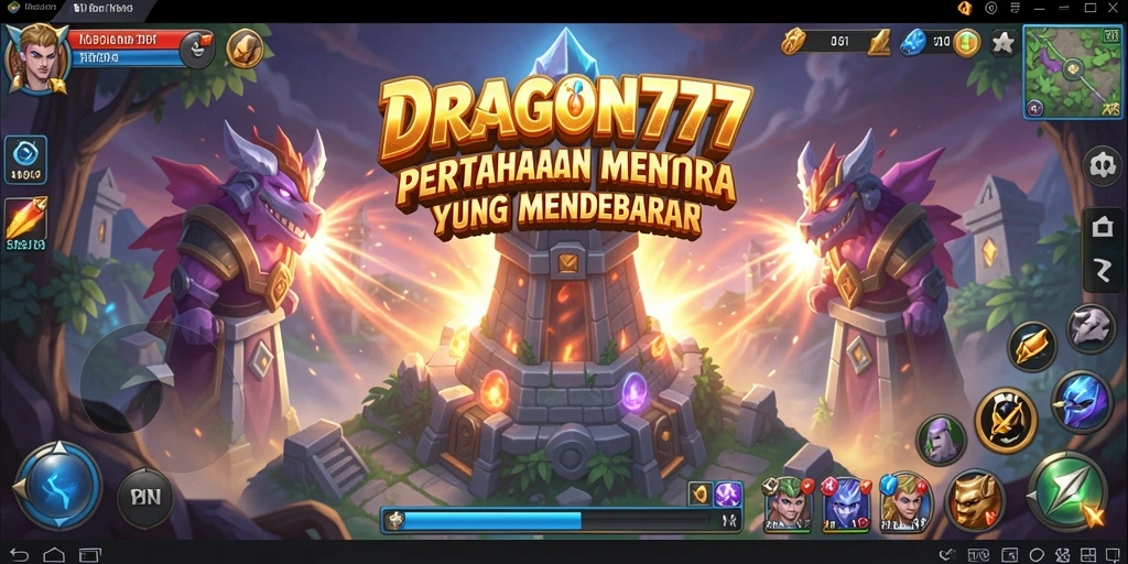 Tampilan menarik dari gameplay Tower Defense dalam DRAGON777.