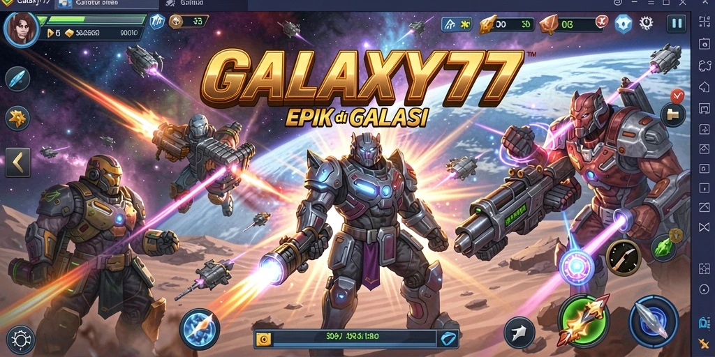 Gameplay seru GALAXY77 dalam pertempuran luar angkasa.