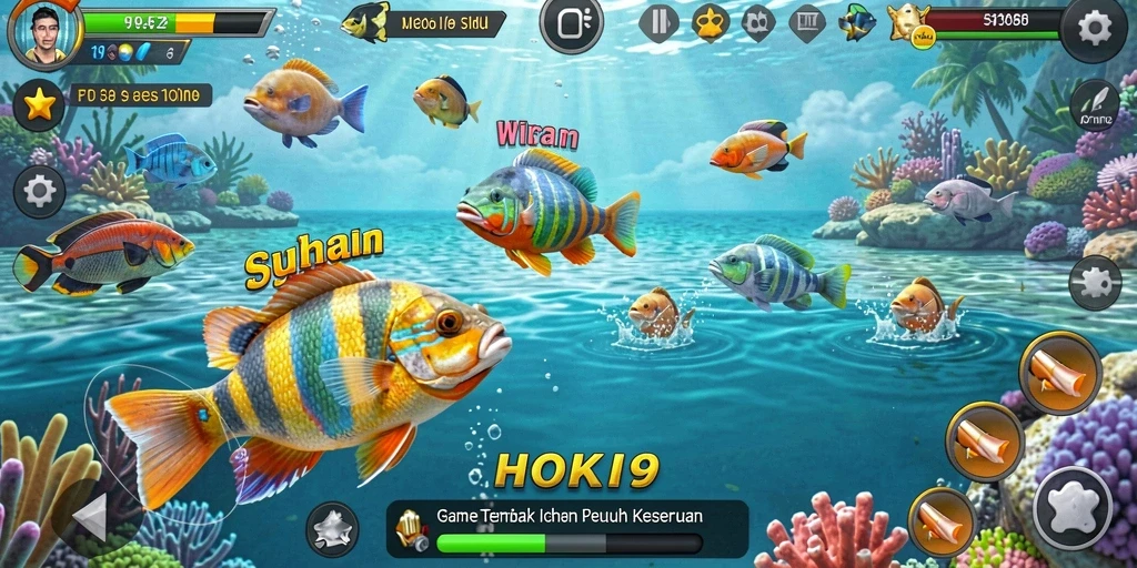 Gameplay HOKI9 yang seru saat menembak ikan.
