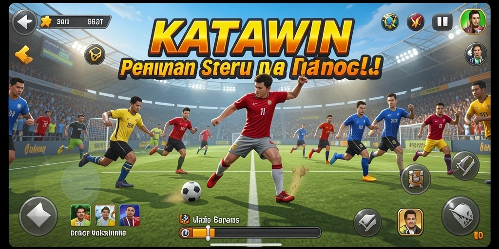 Screenshot gameplay KATAWIN yang menunjukkan momen seru dalam permainan olahraga.