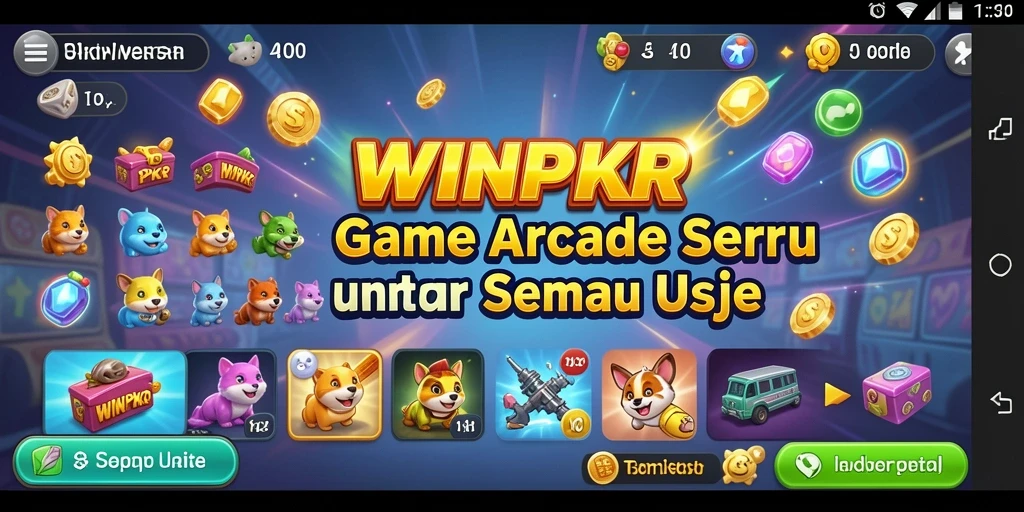 Tampilan utama WINPKR menunjukkan aksi gameplay Arcade yang menarik.